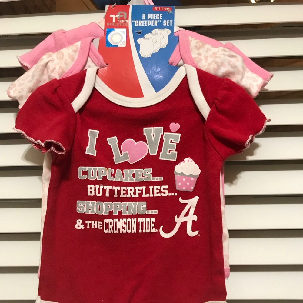 SOLD NWT 3-pc 0-3M Alabama onesies.
